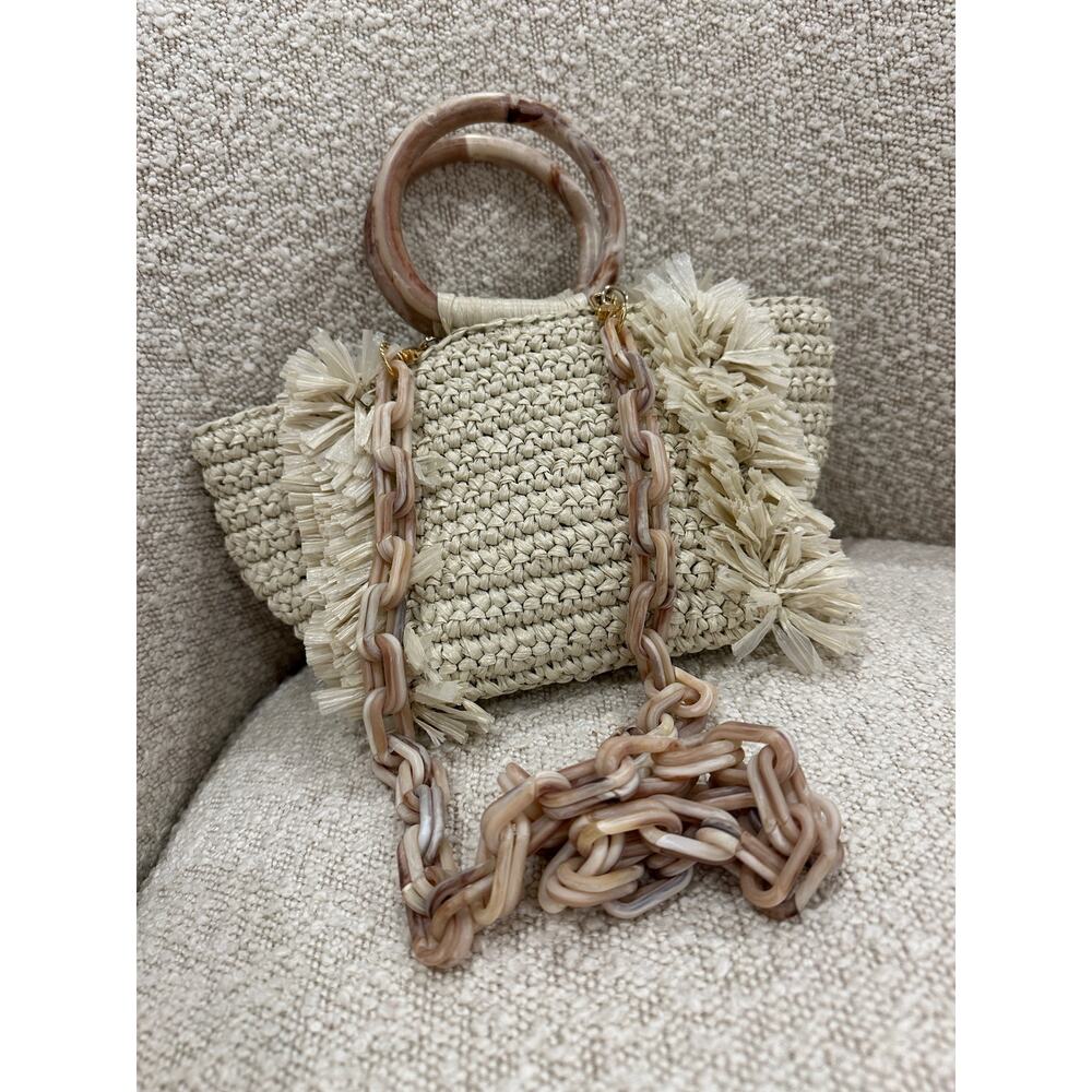 New Carolina Santo Domingo Corallina Linen
Top Handle Raffia Tote/Crossbody